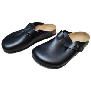 Birkenstock Women's Black Leather Boston Super Grip Clogs- Size 39 (8 US)